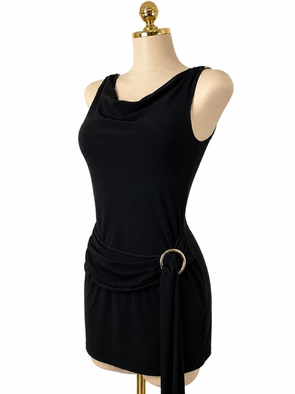 Forever 21 Y2K Black Cowl Neck Side Ring Tunic Top • Model Off Duty Vibe Medium - Picture 4 of 5